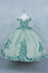 Girls 3D Beaded Applique A-line Off Shoulder Ball Gown 2-16